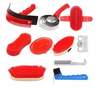 BREUAILY Professionnel Cheval Brosse Set 10 Pcs Trousse De Soins De Toilettage De Cheval Kit de Toilettage Cheval Cheval Outil De Nettoyage Set pour Chevaux Lama Bétail