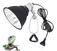 BREUAILY Support de Lampe Chauffante Tortue Aluminium Dôme Support de Lampe Basking pour Tortue avec Interrupteur et Pince Pivotante à 360 ° pour Amphibiens Lézards Tortues Geckos (5.5 inch)