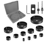 Brevanza 16 pièces Scie Cloche 19-127mm, Coffret Scies Trépans avec Foret Centrage Robuste Perceuse, Jeu de Scies Cloches avec 1 Clés Hexagonales pour Bois Plaque de Plâtre Panneaux de Densité