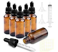 Brevanza 6pcs flaconpipette, compte gouttes pipette 30ml, flacon verre ambré 4 accessoires, pour petits échantillons rechargeables, Huile Essentielle, Aromathérapie, Massage, Cosmétique, Voyageavec