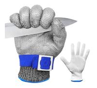 Brevanza Gants Anti-Coupure Niveau 9, Protection Cuisine et Huître, Maille Acier Inoxydable pour Boucher, Découpe de Viande (Taille L)