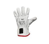 Brevet NoLost - KELI Protect 145110 Gants de Chauffeur / Driver "COWBOY", Manutention, Blanc, Taille 10 - Gants de Protection en cuir de chèvre