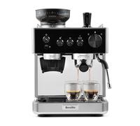 Machine à Espresso Barista Classic Breville - Cafetière à Grains avec Moulin à Café et Mousseur à Lait Intégrés - Pompe Italienne 15 Bars - Noir et Argent - Vcf186X