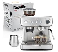Breville Barista Max Machine à café/machine à expresso | Semi-automatique avec moulin broyeur à grain intégré, buse à vapeur pour faire mousser le lait & pompe italienne de 15 bars [VCF126X]