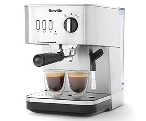Breville Bijou machine à expresso | Machine à expresso, cappuccino et latte automatique et manuelle | Pompe 15 bars | Buse vapeur | Coloris argent [VCF149X]
