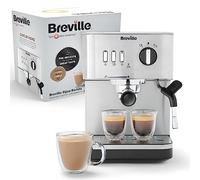 Breville Bijou VCF149 Machine à expresso, cappuccino et latte automatique et manuelle avec pompe à 15 bars et baguette à vapeur Argenté