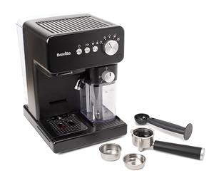 Breville Prima Latte Machine à Espresso One-Touch | Mousseur de Lait Automatique | Machine à Café pour CappuccinosLattés & Plus | Pompe Italienne 15 Bars | Noir | VCF183X