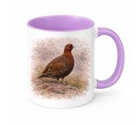 Brew Crew Gifts Tasse à café en céramique blanche avec motif d'oiseau sauvage britannique, 325 ml, cadeau de campagne pour les observateurs d'oiseaux (lilas)