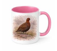 Brew Crew Gifts Tasse à café en céramique blanche avec motif d'oiseau sauvage britannique, 325 ml, cadeau de campagne pour les observateurs d'oiseaux (rose)