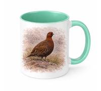 Brew Crew Gifts Tasse à café en céramique blanche avec motif d'oiseau sauvage britannique, 325 ml, cadeau de campagne pour les observateurs d'oiseaux (menthe)