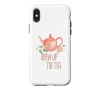 Brew Up The Tea Peint à la Main Motif de l'heure du thé Coque pour iPhone X/XS