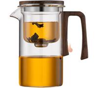 Brewaura Magical Teapot, 2024 New Upgrade Witch Teapot, Enchanti Tea Pot, Water Separation Glass Teapot with Wooden Handle - One-Click Filter for Tea Dregs, Press Control Magic Tea Pot (White,520ML)