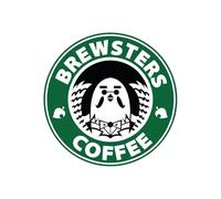 Brewster's Coffee Autocollant en vinyle pour les amateurs de café, imperméable et résistant aux UV pour ordinateurs portables, gobelets et fenêtres de voiture