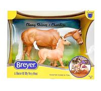 Breyer Horses Traditional Series Ebony Shines & Charlize | Ensemble de 2 chevaux | Modèle de jouet pour cheval | 29,2 x 22,9 cm | Échelle 1:9 | Modèle #1872, Palomino