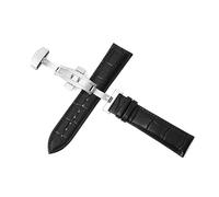 Breyhda Bracelet de montre en cuir avec boucle papillon - Bracelet de rechange de 12 à 24 mm avec fermeture sécurisée,Noir,22mm