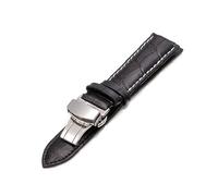 Breyhda Bracelet de montre en cuir avec boucle papillon - Bracelet de rechange de 12 à 24 mm avec fermeture sécurisée,24mm