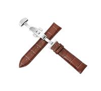 Breyhda Bracelet de montre en cuir avec boucle papillon - Bracelet de rechange de 12 à 24 mm avec fermeture sécurisée,Brun,17mm