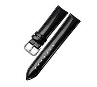 Breyhda Bracelet de montre en cuir verni brillant pour femme, 14 mm-20 mm, noir/rouge/violet,16mm