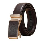 Breyhda Ceinture à boucle automatique dorée pour hommes et femmes, ceintures décontractées universelles de 3 cm de largeur, ceintures décoratives, accessoires vestimentaires,Brun,120cm