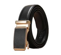 Breyhda Ceinture à boucle automatique dorée pour hommes et femmes, ceintures décontractées universelles de 3 cm de largeur, ceintures décoratives, accessoires vestimentaires,Noir,120cm