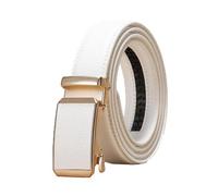 Breyhda Ceinture à boucle automatique dorée pour hommes et femmes, ceintures décontractées universelles de 3 cm de largeur, ceintures décoratives, accessoires vestimentaires,Blanc,120cm