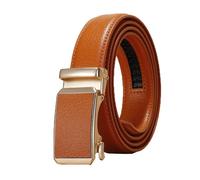Breyhda Ceinture à boucle automatique dorée pour hommes et femmes, ceintures décontractées universelles de 3 cm de largeur, ceintures décoratives, accessoires vestimentaires,Orange,120cm
