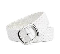 Breyhda Ceinture tressée en cuir 3 cm x 106 cm pour robe Jeans Ceinture à boucle ardillon Pantalon Ceinture décorative Accessoires vestimentaires,Blanc,106x3cm