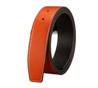 Breyhda Ceintures en cuir de remplacement durables avec trous 3,7 cm de largeur Ceinture décorative sans boucle pour hommes Ceinture en cuir,Orange,125x3.7cm