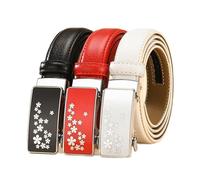 Breyhda Ceintures en cuir pour femmes, ceinture à boucle automatique, blanc/noir/rouge, largeur de 3 cm, ceinture pour accessoires vestimentaires,Noir,120cm