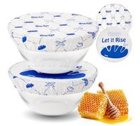 Brezlio Lot de 2 couvercles de bol en cire d'abeille - 25,4 cm - Réutilisables - En coton biologique et cire d'abeille naturelle - Parfaits pour la fermentation du pain, la conservation et le stockage