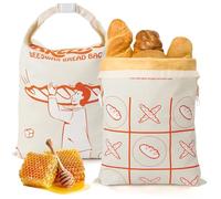 Brezlio Lot de 2 sacs à pain en cire d'abeille - Réutilisables - En coton - 32 x 43 cm - Extra larges - Pour garder le pain et les pâtisseries au frais (beige + blanc)