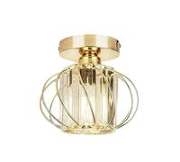 BREZO Luminaire Plafonnier, Plafonnier LED Semi-Encastré, Petite Cage de Plafonniers en Cristal, for Couloir Et Chambre à Coucher (Color : Gold)