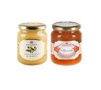 Brezzo Kit de dégustation miel d'orange 500 g et compote de fruits bio abricots 390 g