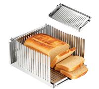 BRGD Trancheuse à Pain en Acier Inoxydable, Guide de Tranchage de Pain Réglable avec Guide de Coupe pour Trancher les Pains, Toasts et Sandwiches