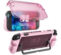 BRHE Dockable Case for Nintendo Switch 2, Pro Travel Integrated Cover for Switch 2 2025,Foldable Case for Nintendo 2 Joycon (Pink)