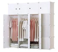 BRIAN & DANY Armoire Portable, Penderie avec Portes, Storage Modulable Meuble Étagères de Rangement (16-Cube, Stickers supplémentaires Inclus)