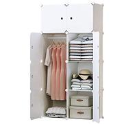 BRIAN & DANY Armoire Portable, Penderie avec Portes, Storage Modulable Meuble Étagères de Rangement (8-Cube, Stickers supplémentaires Inclus)