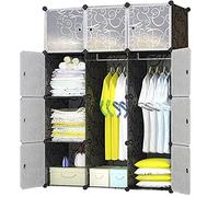 BRIAN & DANY Armoire Portable, Penderie avec Portes, Storage Modulable Meuble Étagères de Rangement, Conception de Motif de Frisé, 12-Cube