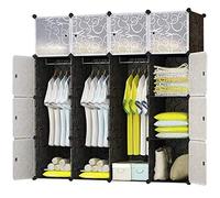 BRIAN & DANY Armoire Portable, Penderie avec Portes, Storage Modulable Meuble Étagères de Rangement, Conception de Motif de Frisé, 16-Cube