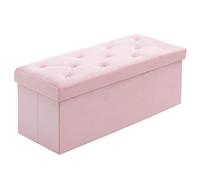 BRIAN & DANY Banc de Rangement, Coffre de Rangement, Pouf Pliable, Montage Facile, pour Salon, Chambre, Entrée, Rose, 110 x 40 x 40 cm