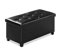 BRIAN & DANY Banc de Rangement, Coffre de Rangement, Pouf Pliable, Montage Facile, pour Salon, Chambre, Entrée, Noir, 76 x 38 x 38 cm