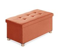 BRIAN & DANY Banc de Rangement, Coffre de Rangement, Pouf Pliable, Montage Facile, pour Salon, Chambre, Entrée, Orange, 76 x 38 x 38 cm