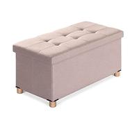 BRIAN & DANY Banc de Rangement, Coffre de Rangement, Pouf Pliable, Montage Facile, pour Salon, Chambre, Entrée, Kaki, 76 x 38 x 38 cm