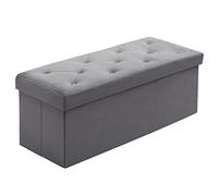 BRIAN & DANY Banc de Rangement, Coffre de Rangement, Pouf Pliable, Montage Facile, pour Salon, Chambre, Entrée, Gris, 110 x 40 x 40 cm
