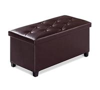 BRIAN & DANY Banc de Rangement, Coffre de Rangement, Pouf Pliable, Montage Facile, pour Salon, Chambre, Entrée, Marron, 76 x 38 x 38 cm
