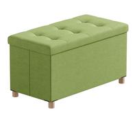 BRIAN & DANY Banc de Rangement, Coffre de Rangement, Pouf Pliable, Montage Facile, pour Salon, Chambre, Entrée, Vert, 76 x 38 x 38 cm