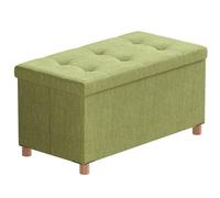 BRIAN & DANY Banc de Rangement, Pouf Coffre Rangement avec Pieds de Tabouret, Coffre de Rangement, Coffre a Jouet, Pouf Salon, Vert, 76 x 38 x 38 cm