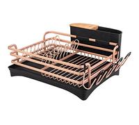 BRIAN & DANY Égouttoir à Vaisselle en Aluminium, égouttoir à Vaisselle avec Porte-Couverts Amovible et Porte-gobelet, Planche d'égouttage Unique à Bec pivotant à 360°, doré