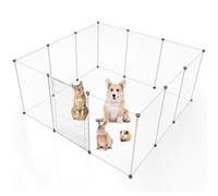 BRIAN & DANY Enclos Lapin Interieur, Enclos Modulable Parc pour Lapins, Cochons d'Inde, Hamsters, Chiot, Cochon, Chaton, 12 Panneaux, 180 x 90 x 75 cm, Fumée