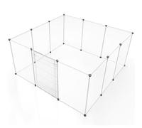 BRIAN & DANY Enclos Lapin Interieur, Enclos Modulable Parc pour Lapins, Cochons d'Inde, Hamsters, Chiot, Cochon, Chaton, 12 Panneaux, 203 x 101 x 71 cm, Fumée